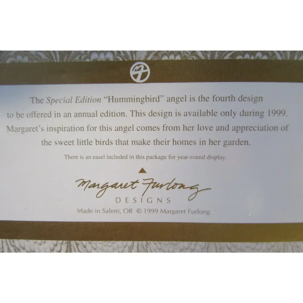 Margaret Furlong Special Edition 4" Hummingbird Angel 1999 - Picture 2 of 9